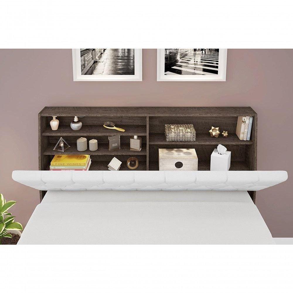 Cabeceira Box Queen 1,58 Isis Chocolate Com Painel Class Branco - Framar Móveis - 4