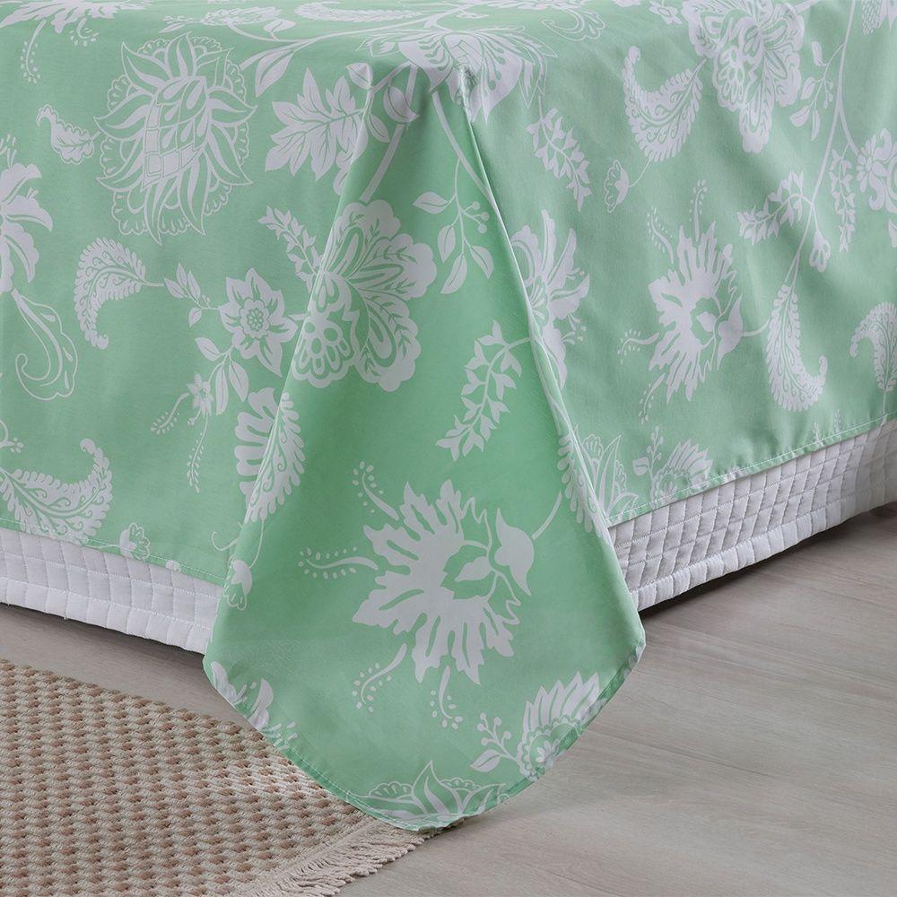 Jogo De Lençol 3 Peças Solteiro Percal 180 Fios Homme 60% Algodão 40% Poliéster - Jade Verde - 7