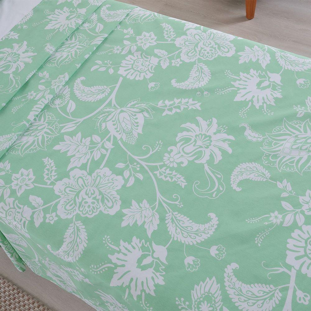 Jogo De Lençol 3 Peças Solteiro Percal 180 Fios Homme 60% Algodão 40% Poliéster - Jade Verde - 6