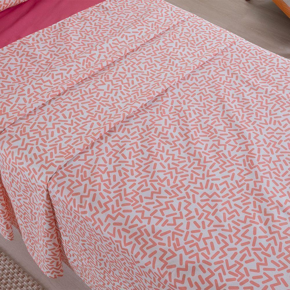 Jogo De Lençol 3 Peças Solteiro Percal 180 Fios Homme 60% Algodão 40% Poliéster - Gummy Pink - 7