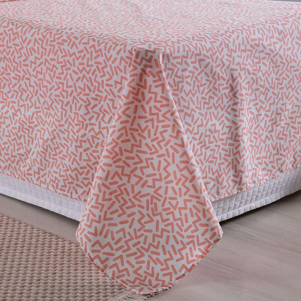 Jogo De Lençol 3 Peças Solteiro Percal 180 Fios Homme 60% Algodão 40% Poliéster - Gummy Pink - 4