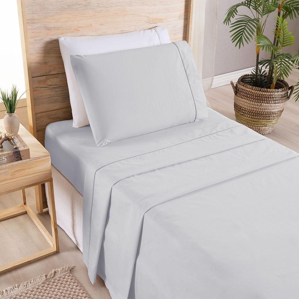 Jogo De Cama Premier Solteiro 03 Peças Hipercal 500 Fios 100% Poliéster - Cinza - 4