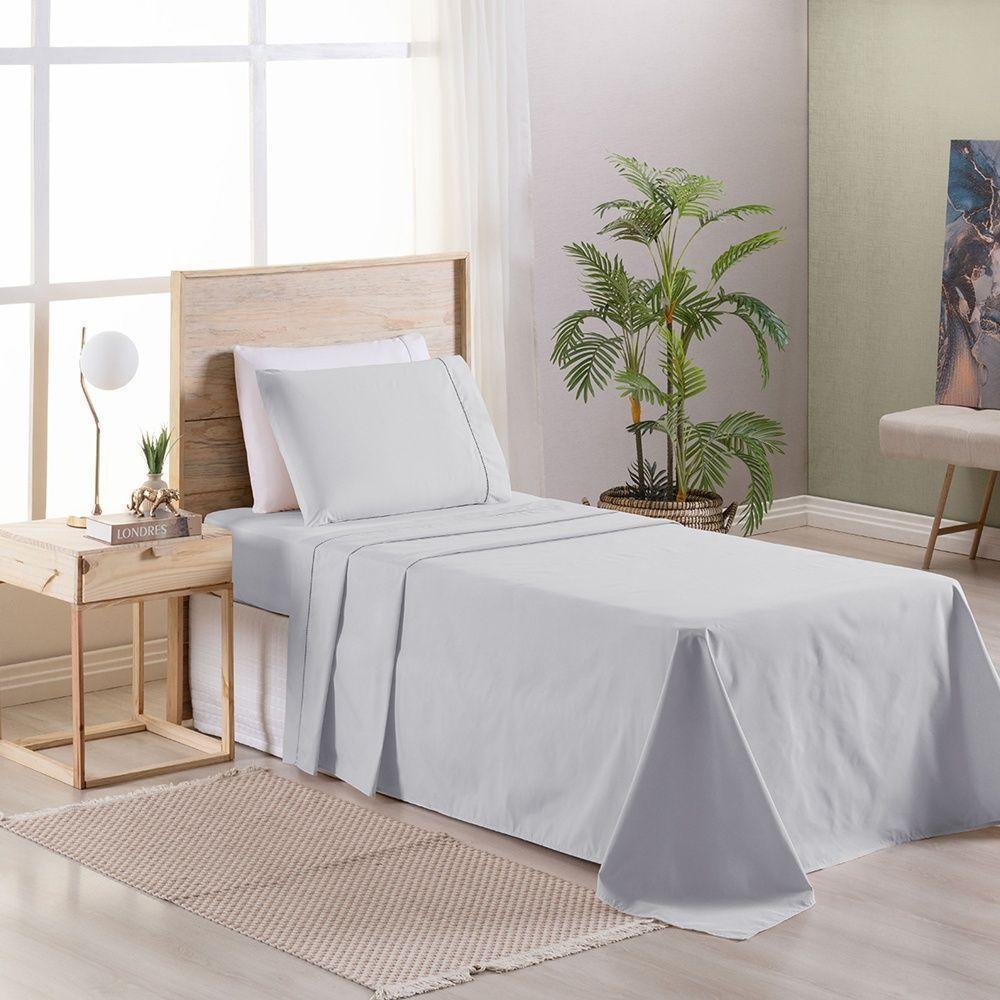 Jogo De Cama Premier Solteiro 02 Peças Hipercal 500 Fios 100% Poliéster - Cinza - 1