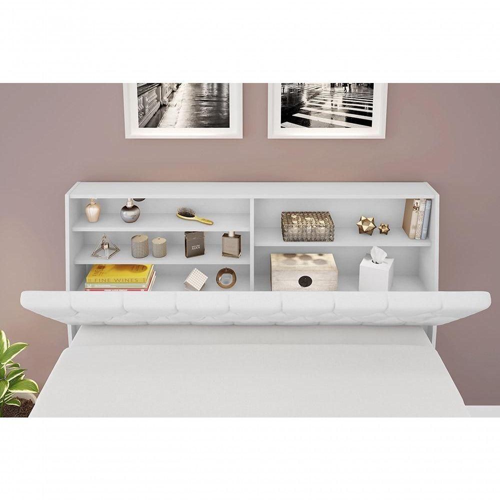 Cabeceira Box Queen 1,58 Isis Branco Com Capitonê Branco - Framar Móveis - 4