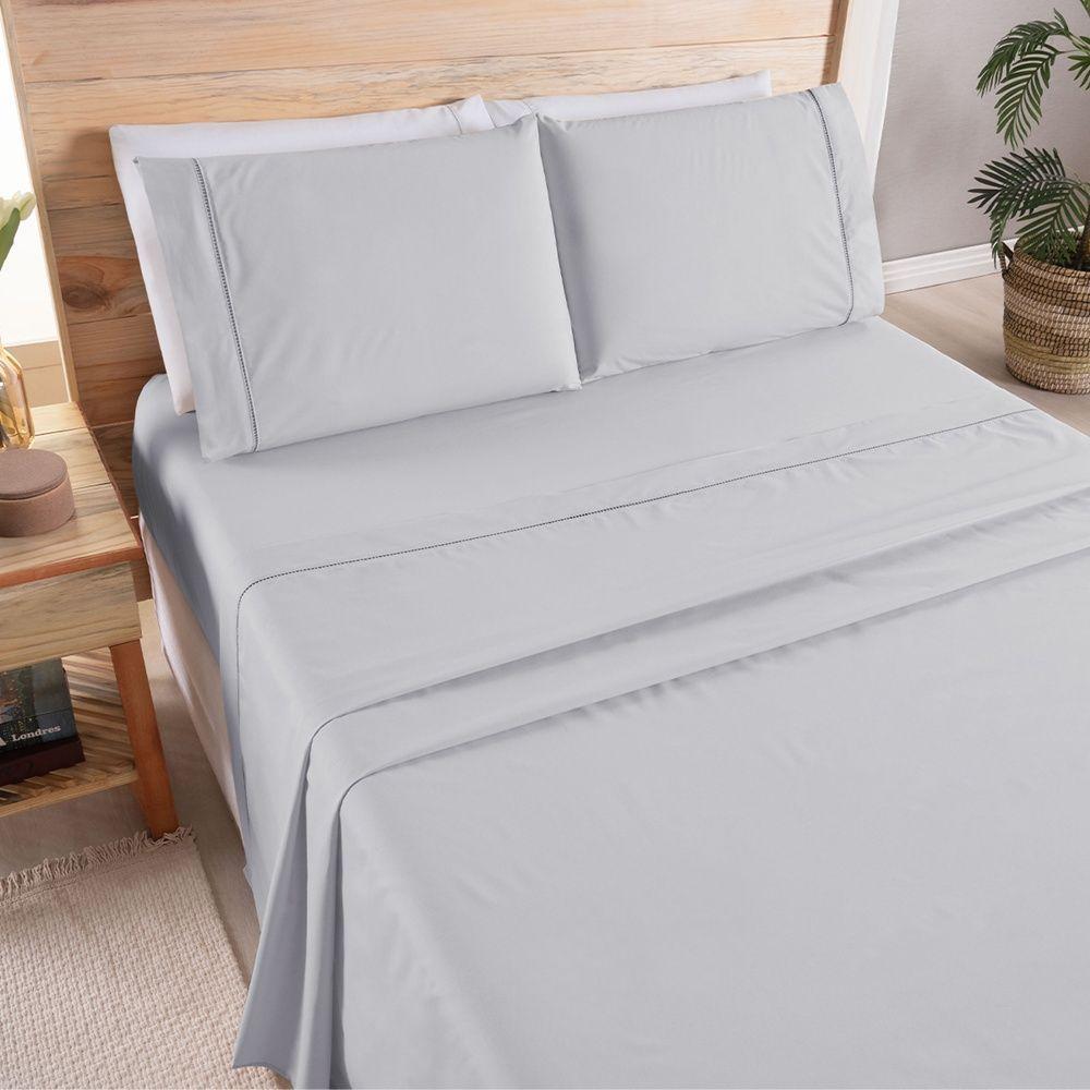 Jogo De Cama Premier Queen 03 Peças Hipercal 500 Fios 100% Poliéster - Cinza - 2