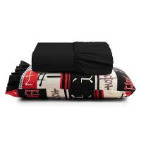 Jogo Cama Lençol Fiore Solteiro Estampado 180 Fios 100% Algodão Com Babadinho 2 Peças Preto Oriental Japonês - 1