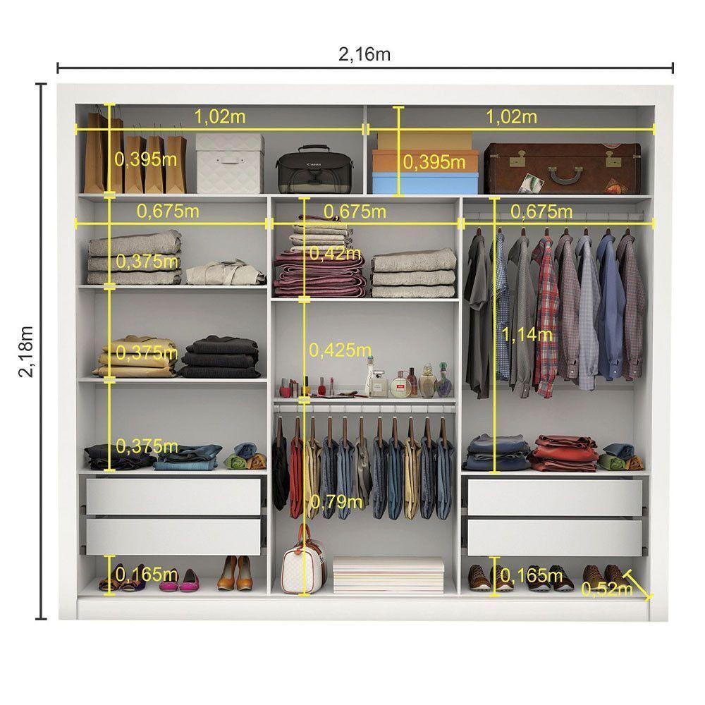 Guarda-roupa Ilhéus 3pts Espelho 4gvts 6prat Carioca Móveis Branco - 2