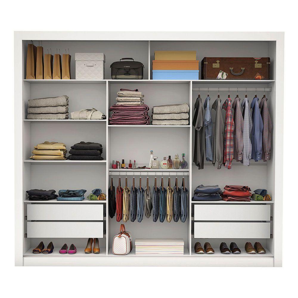 Guarda-roupa Ilhéus 3pts Espelho 4gvts 6prat Carioca Móveis Branco - 3