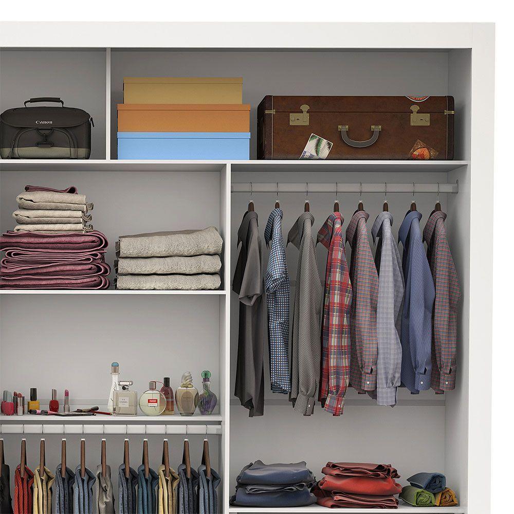 Guarda-roupa Ilhéus 3pts Espelho 4gvts 6prat Carioca Móveis Branco - 5