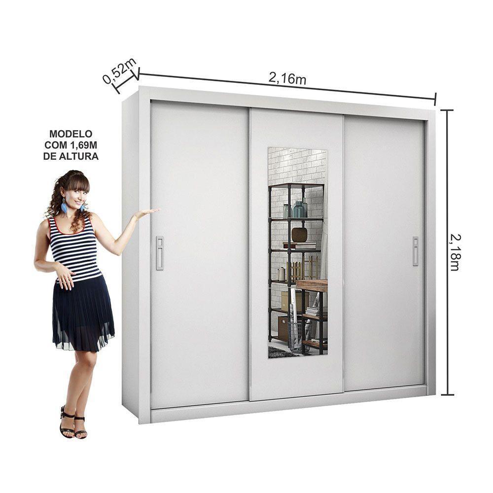 Guarda-roupa Ilhéus 3pts Espelho 4gvts 6prat Carioca Móveis Branco - 7