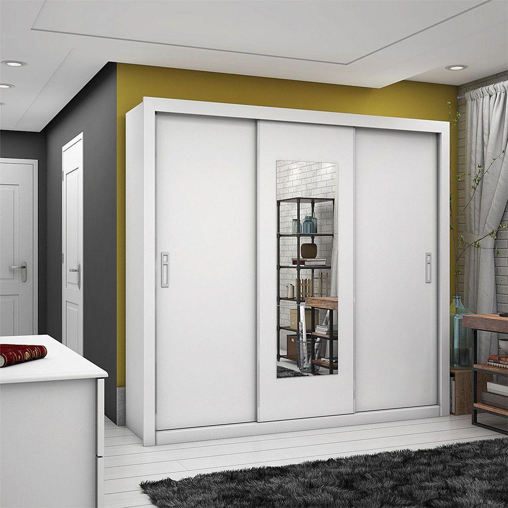 Guarda-roupa Ilhéus 3pts Espelho 4gvts 6prat Carioca Móveis Branco - 8