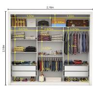 Guarda-roupa Ilhéus 3pts Espelho 4gvts 6prat Carioca Móveis Branco - 2