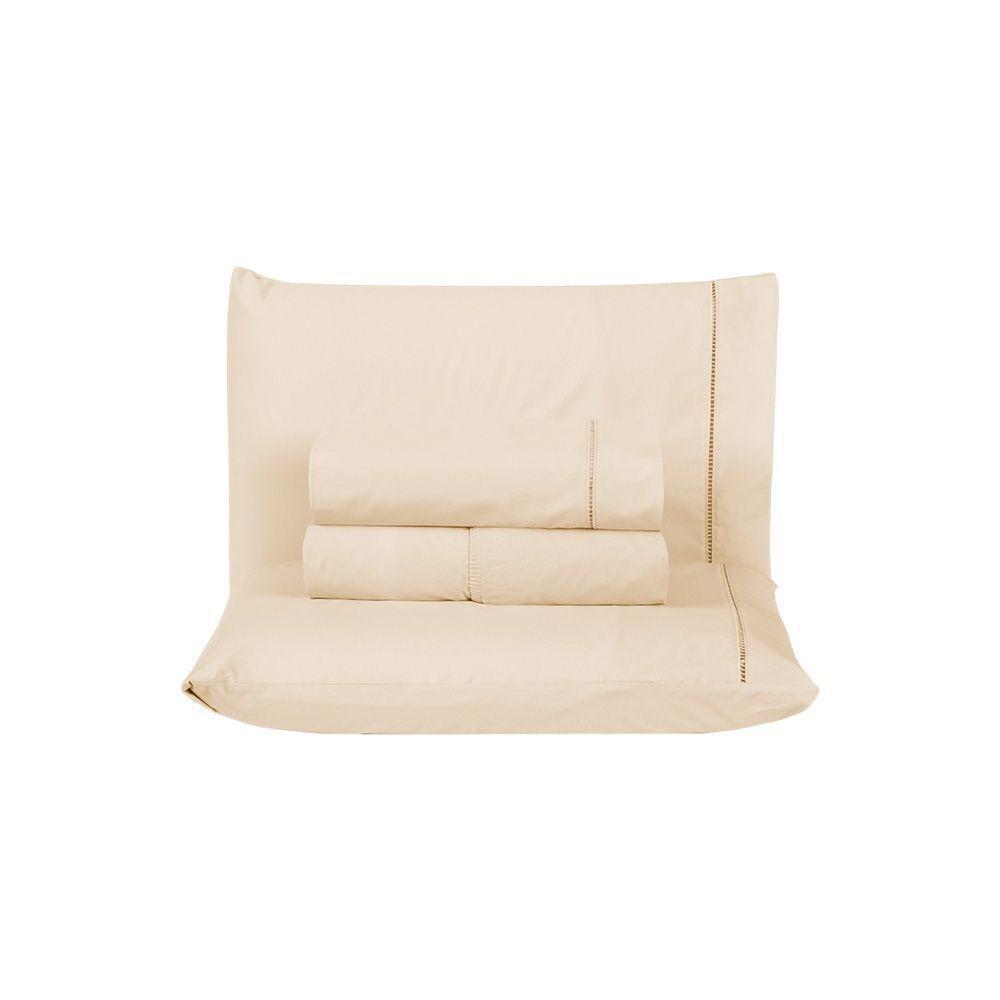 Jogo De Cama Premier Casal 04 Peças Hipercal 500 Fios 100% Poliéster - Bege - 1