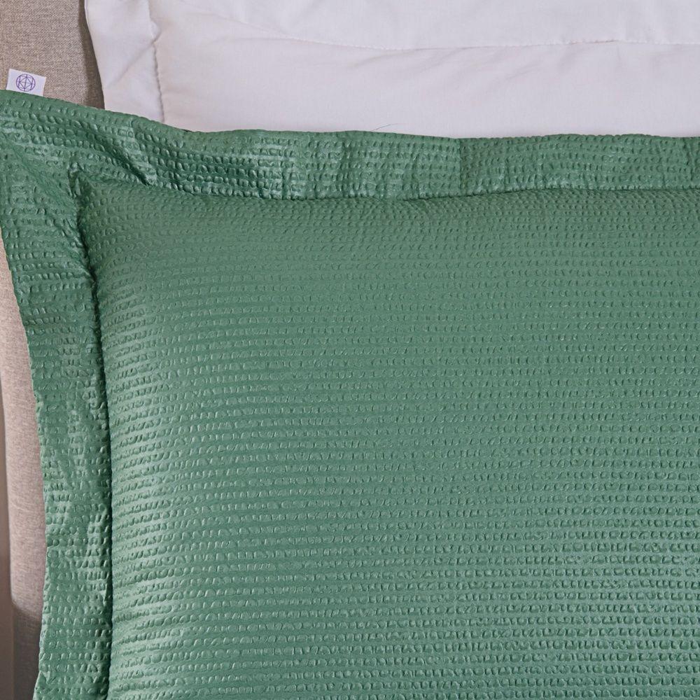 Kit Cobre Leito Ravena To Decorando Queen 3 Peças Micropercal 200 Fios Toque Acetinado 100% Poliéster - Verde - 2