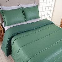 Kit Cobre Leito Ravena To Decorando Queen 3 Peças Micropercal 200 Fios Toque Acetinado 100% Poliéster - Verde - 4