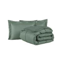 Kit Cobre Leito Ravena To Decorando Queen 3 Peças Micropercal 200 Fios Toque Acetinado 100% Poliéster - Verde - 1