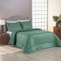 Kit Cobre Leito Ravena To Decorando Queen 3 Peças Micropercal 200 Fios Toque Acetinado 100% Poliéster - Verde - 2