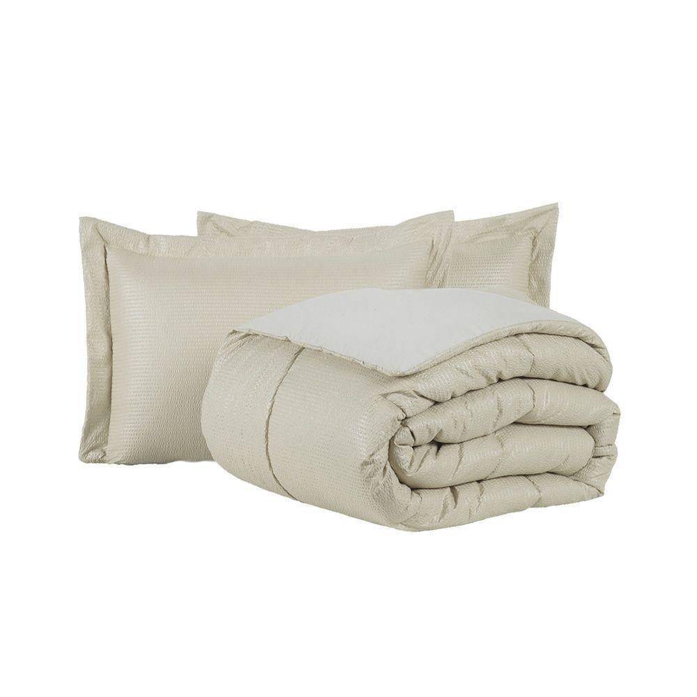 Kit Cobre Leito Ravena To Decorando Queen 3 Peças Micropercal 200 Fios Toque Acetinado 100% Poliéster - Avela - 1