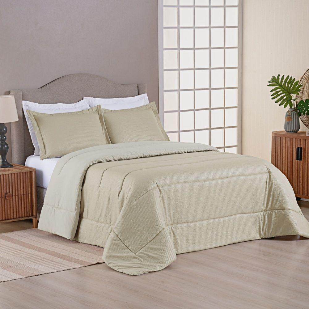 Kit Cobre Leito Ravena To Decorando Queen 3 Peças Micropercal 200 Fios Toque Acetinado 100% Poliéster - Avela - 3