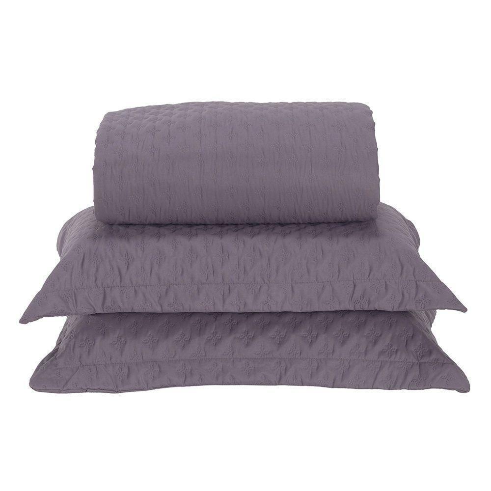 Kit Cobre Leito Milão Queen 3 Peças 100% Poliéster - Lavanda / Branco - 1