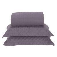 Kit Cobre Leito Milão Casal 3 Peças 100% Poliéster - Lavanda / Branco - 1