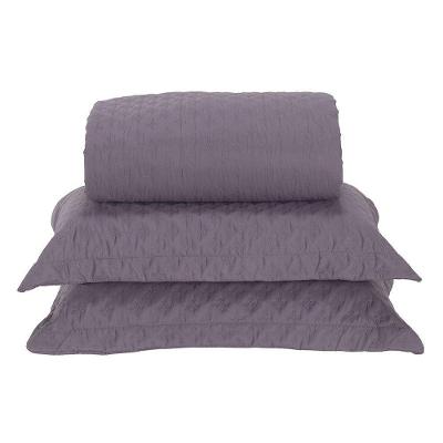Kit Cobre Leito Milão Casal 3 Peças 100% Poliéster - Lavanda / Branco