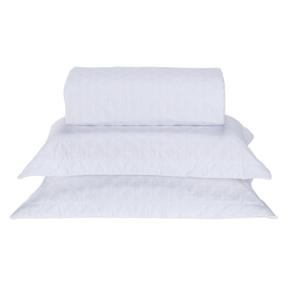 Kit Cobre Leito Milão Queen 3 Peças 100% Poliéster - Branco/branco - 1