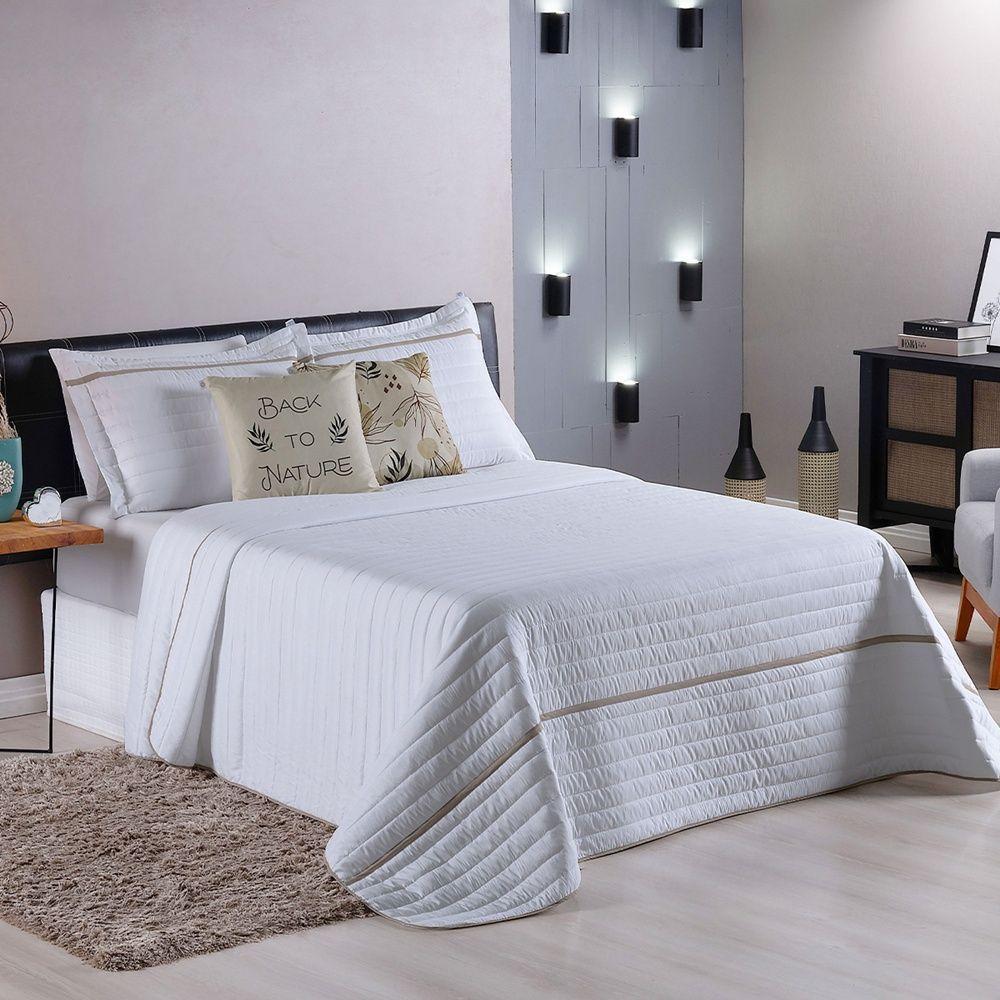 Kit Cobre Leito 5 Peças Queen Inove Percal 200 Fios 100% Poliéster - Nature Branco/cáqui - 3