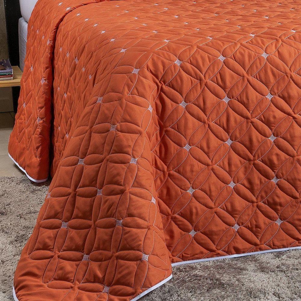 Kit Cobre Leito 6 Peças Casal Ideale Percal 200 Fios 100% Poliéster - Terracota - 3