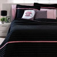 Kit Cobre Leito 5 Peças Queen Inove 100% Poliéster - Call Me Preto/rosa - 2
