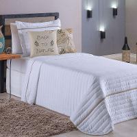 Kit Cobre Leito 4 Peças Solteiro Inove Percal 200 Fios 100% Poliéster - Nature Branco/cáqui - 2