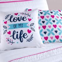 Kit Cobre Leito 4 Peças Solteiro Inove Percal 200 Fios 100% Poliéster - Love Branco/pink - 6