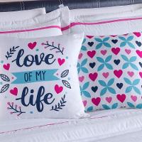 Kit Cobre Leito 5 Peças Queen Inove Percal 200 Fios 100% Poliéster - Love Branco/pink - 8