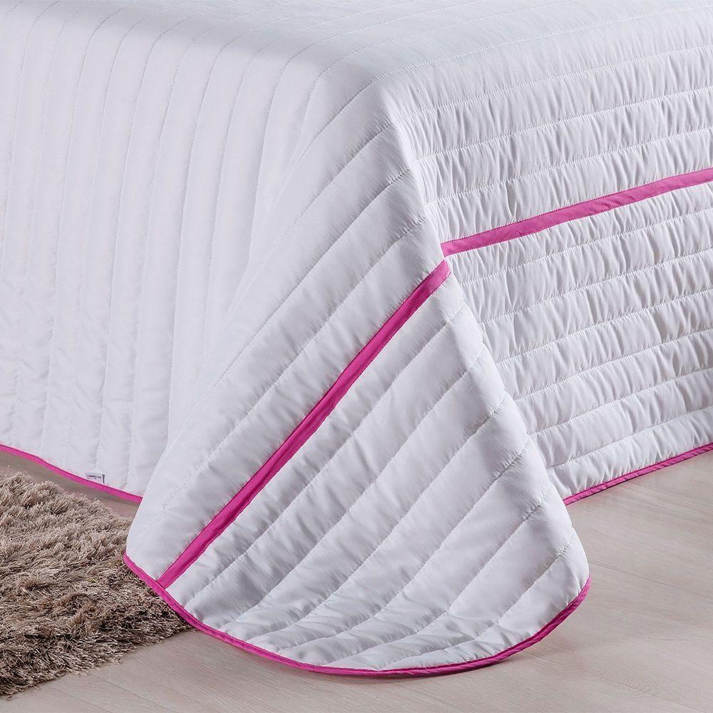 Kit Cobre Leito 4 Peças Solteiro Inove Percal 200 Fios 100% Poliéster - Love Branco/pink - 4