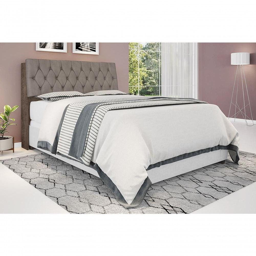 Cabeceira Box Queen 1,58 Isis Chocolate Com Capitonê Capuccino - Framar Móveis - 1