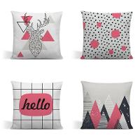 Kit 4 Capas Para Almofadas Decorativas Juma Oxford 100% Poliéster - Hello Rosa - 1