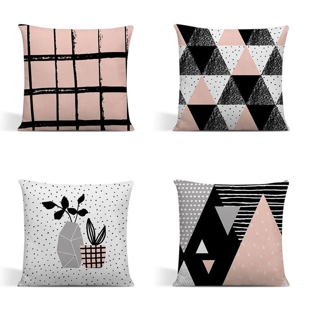 Kit 4 Capas Para Almofadas Decorativas Juma Oxford 100% Poliéster - Escandinava Rosa - 1