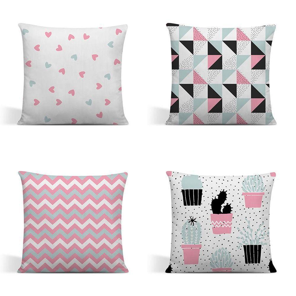 Kit 4 Capas Para Almofadas Decorativas Juma Oxford 100% Poliéster - Chevron Rosê - 1