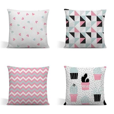 Kit 4 Capas Para Almofadas Decorativas Juma Oxford 100% Poliéster - Chevron Rosê