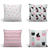 Kit 4 Capas Para Almofadas Decorativas Juma Oxford 100% Poliéster - Chevron Rosê - 1