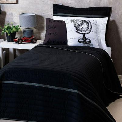 Kit Cobre Leito 4 Peças Solteiro Inove 100% Poliéster - World Preto/grafite