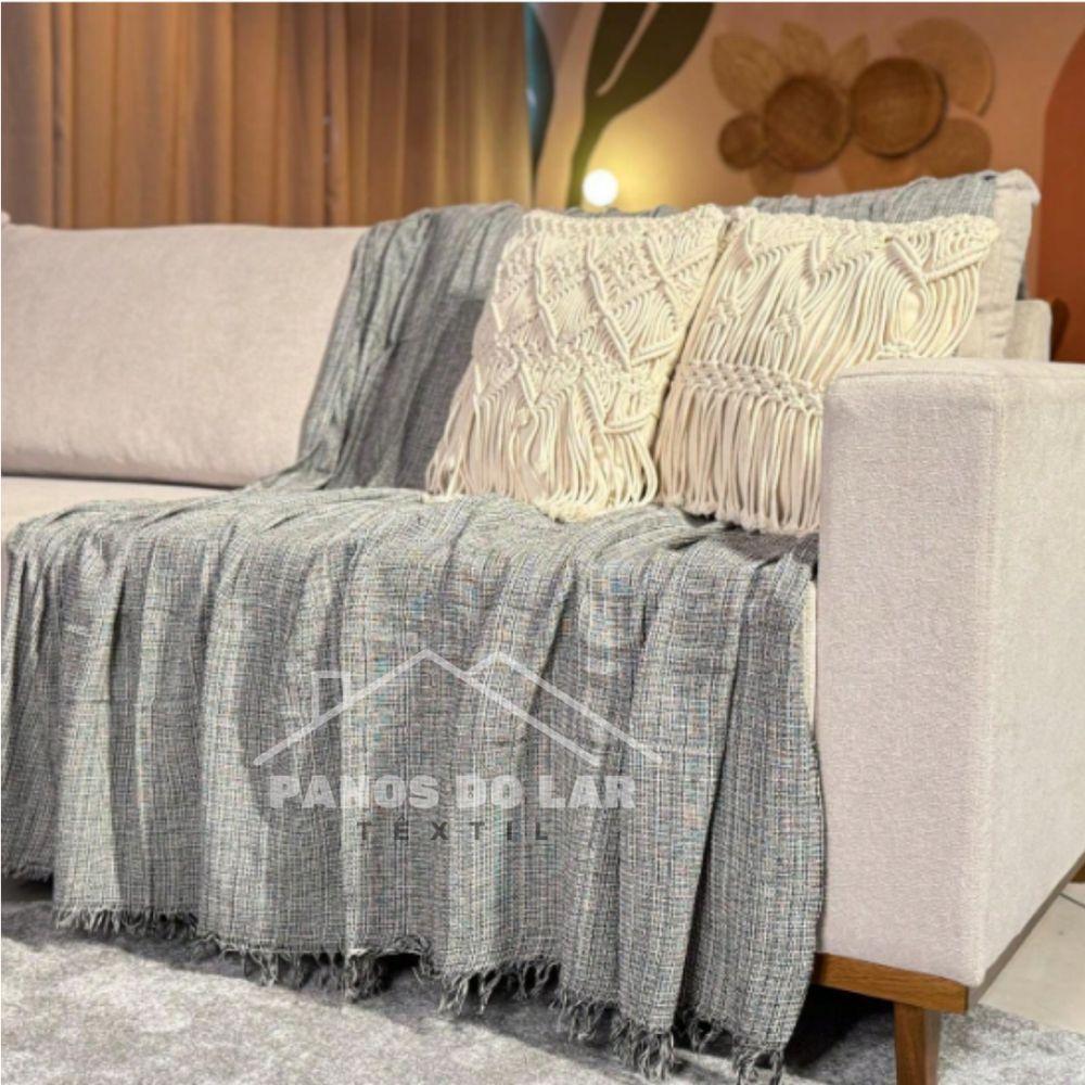 Kit 2 Manta Para Sofá Kink Gigante 2 E 3 Lugares 3,00x1,80 Capa Protetor De Sofa Grande De Luxo Cinza Mesclado - 1