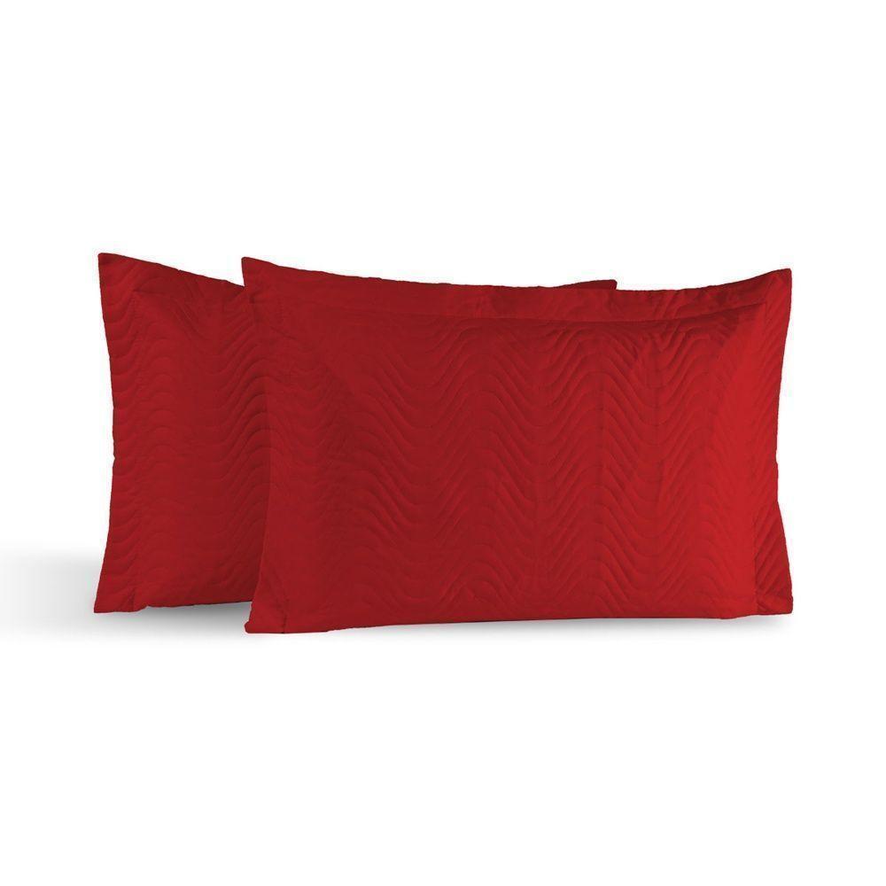 Kit 02 Portas Travesseiros Percal 180 Fios Silver 60% Algodão 40% Poliéster - Vermelho - 1