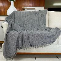 Kit 02 Manta Para Sofá Grande King 2 E 3 Lugares Gigante 3,00x1,80 De Luxo Sofa E Cama Cinza Mesclado - 1