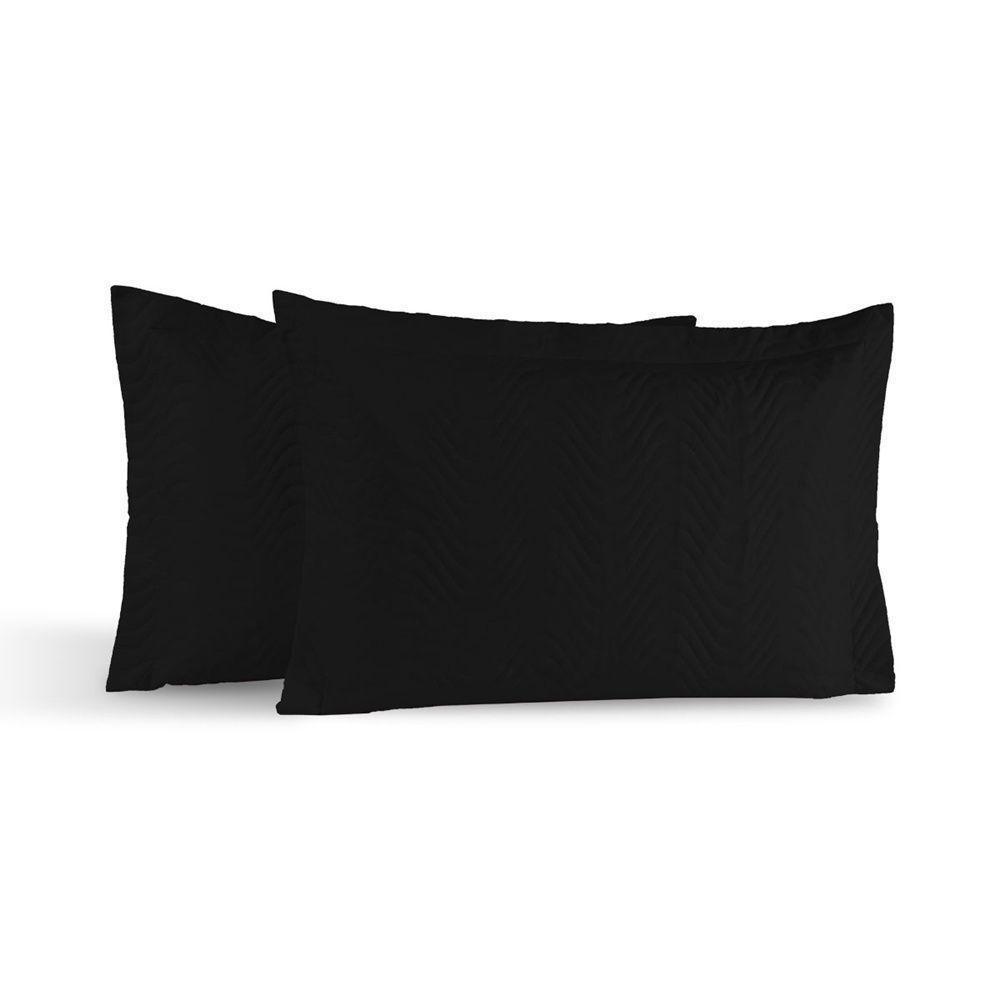 Kit 02 Portas Travesseiros Percal 180 Fios Silver 60% Algodão 40% Poliéster - Preto - 1