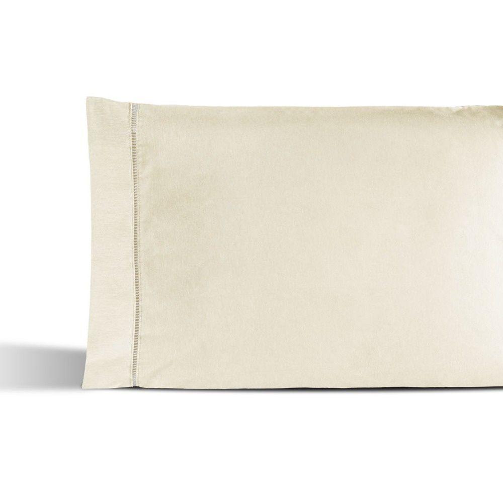 Kit 02 Fronhas Percal 180 Fios Ponto Palito Dream 60% Algodão 40% Poliéster - Palha - 2