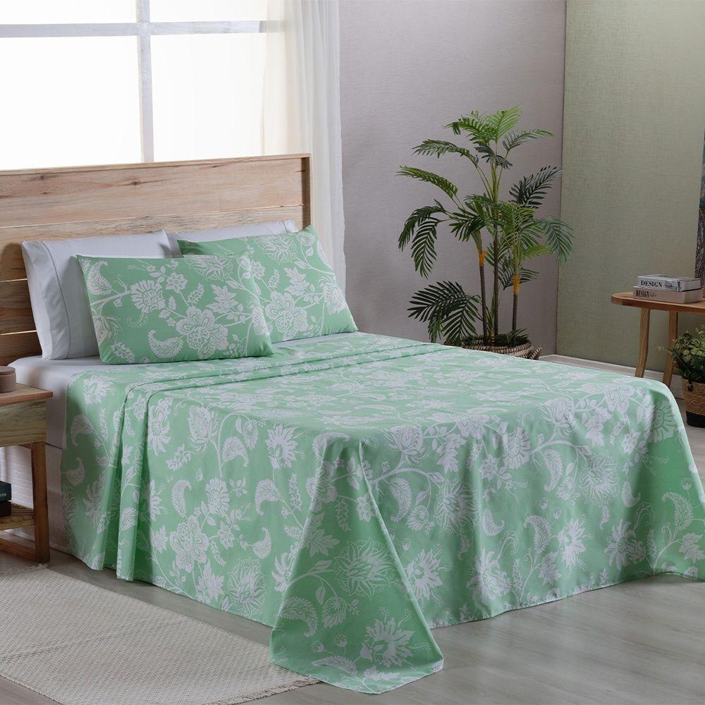 Jogo De Lençol 4 Peças Queen Percal 180 Fios Homme 60% Algodão 40% Poliéster - Jade Verde - 2
