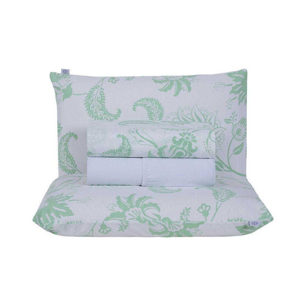 Jogo De Lençol 4 Peças Queen Percal 180 Fios Homme 60% Algodão 40% Poliéster - Jazzy Verde - 1
