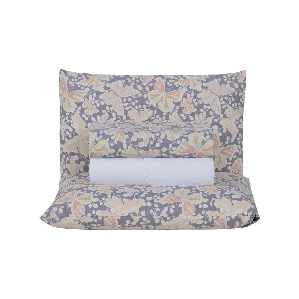 Jogo De Lençol 4 Peças Queen Percal 180 Fios Homme 60% Algodão 40% Poliéster - Peplum Salmão - 1