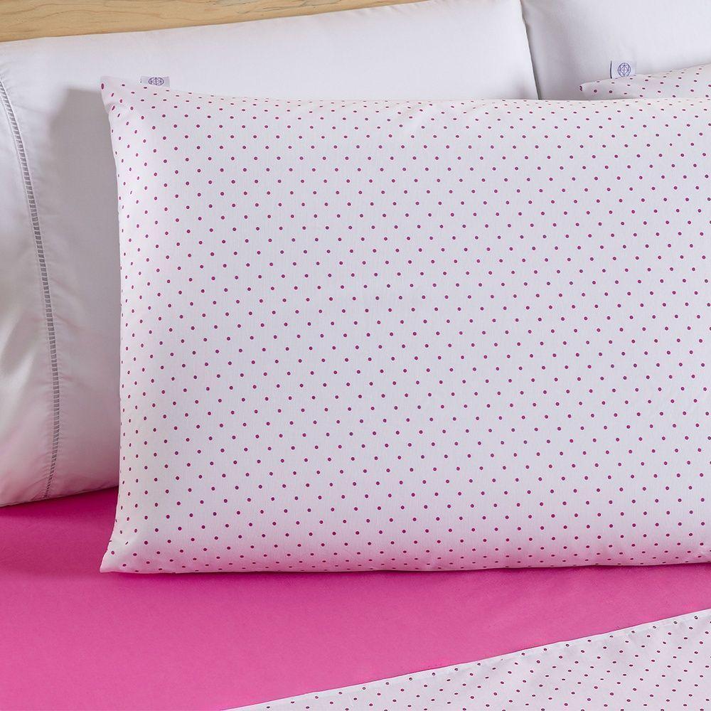 Jogo De Lençol 4 Peças Casal Percal 180 Fios Homme 60% Algodão 40% Poliéster - Polka Pink - 6